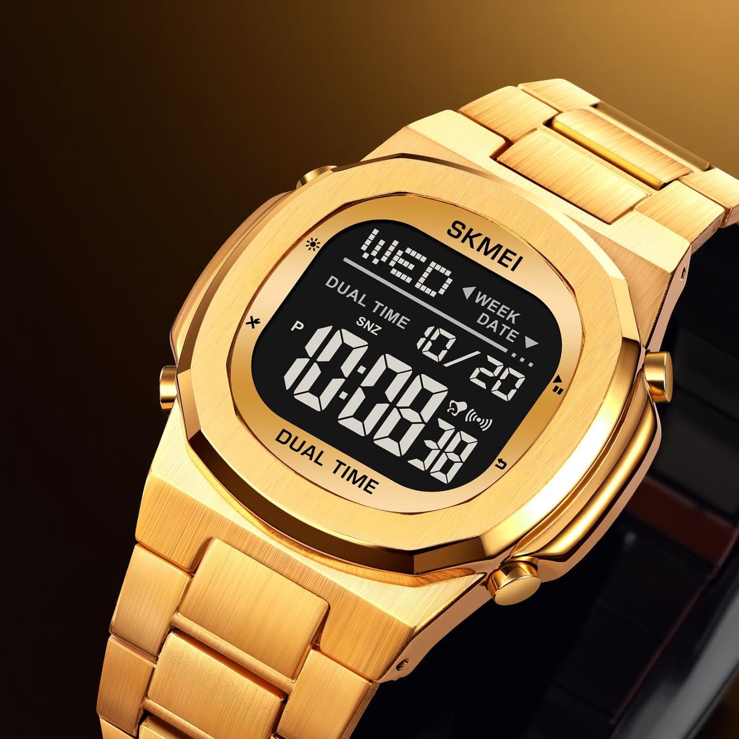 Premium Digital Sports Watch for Men with Stainless Steel Strap, Waterproof Style Wrist Watch for Casual Outdoor and Daily Wear