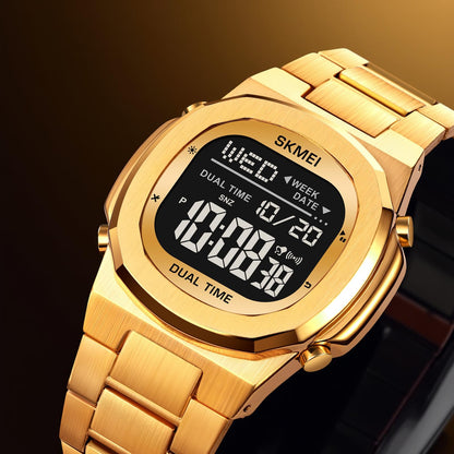 Premium Digital Sports Watch for Men with Stainless Steel Strap, Waterproof Style Wrist Watch for Casual Outdoor and Daily Wear