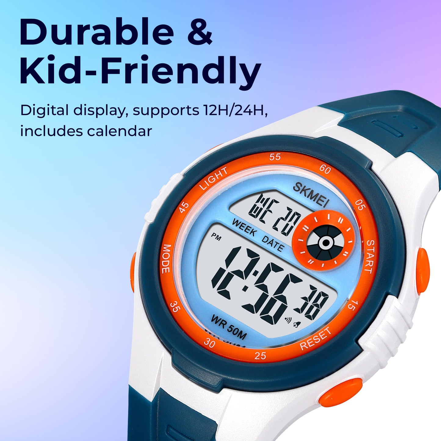 Skmei Digital Dial ABS Black Case Rubber Strap Watch for Kids - 2280