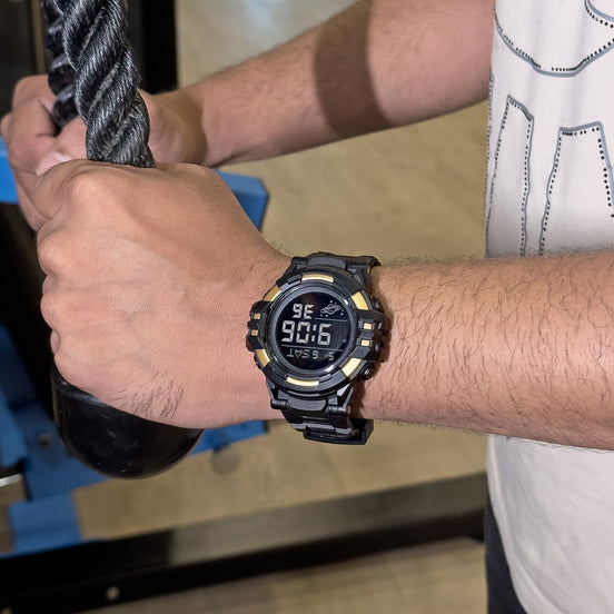 Digital Watch for Men with Black Silicone Strap and Round Dial for Casual & Formal Wear