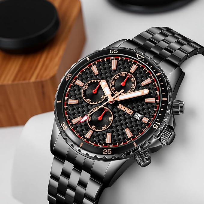 Men’s Analog Chronograph Watch with Date Display, Stainless Steel Strap, White Dial – Luxury Casual & Formal Wear