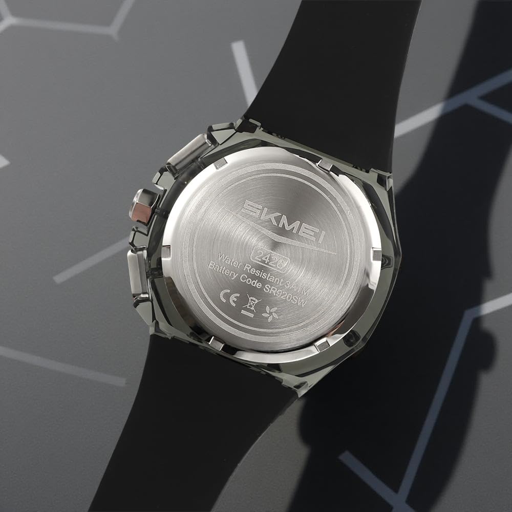 Dynamic Skeleton Dial Sport Watch with Bold Silicone Band