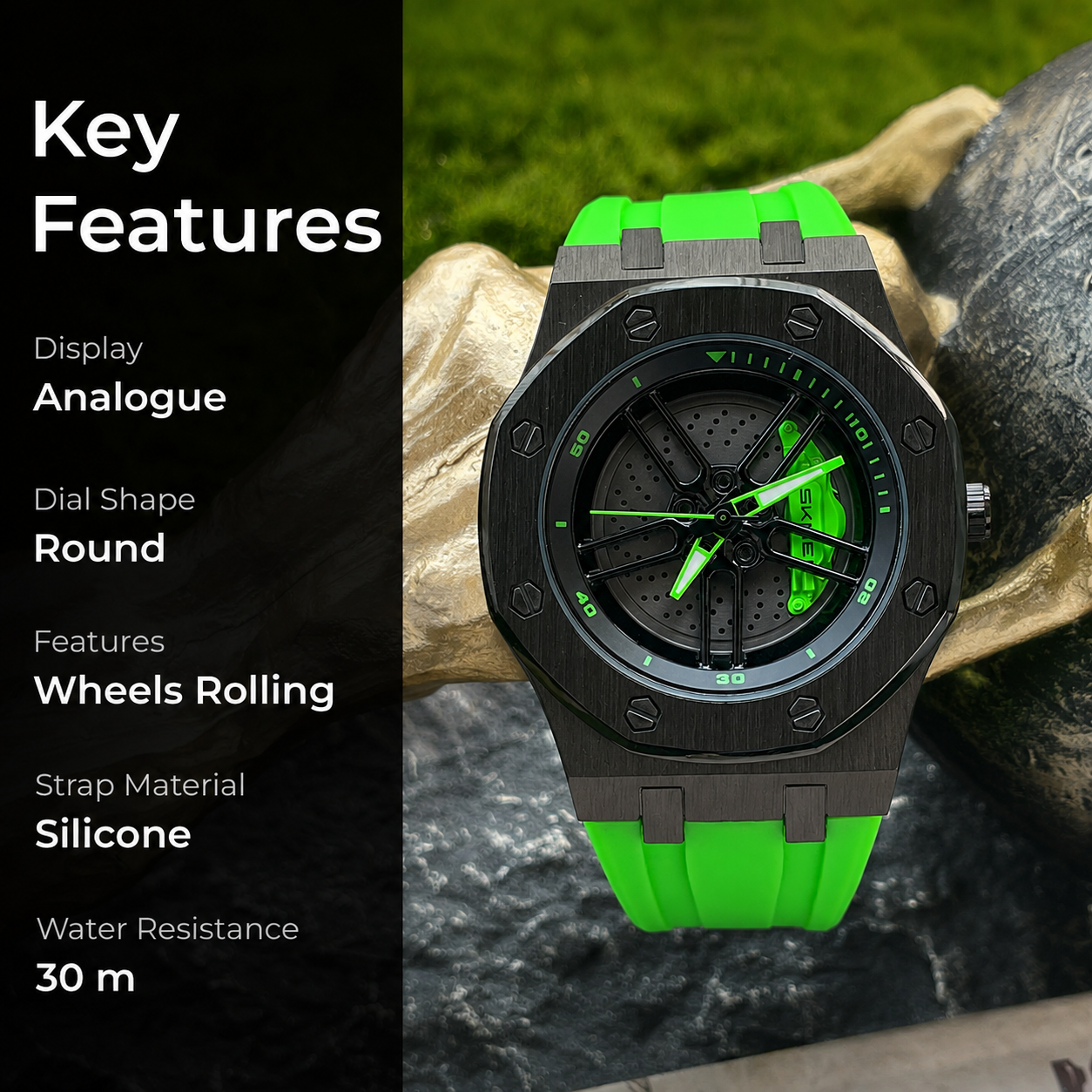 Spinning Wheel Skeleton Dial Luxury Analog Watch