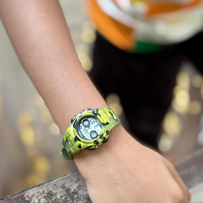 Digital Kids Watch LED Display, Round Dial, Waterproof Sports Watch with Alarm, Date & Comfortable Strap