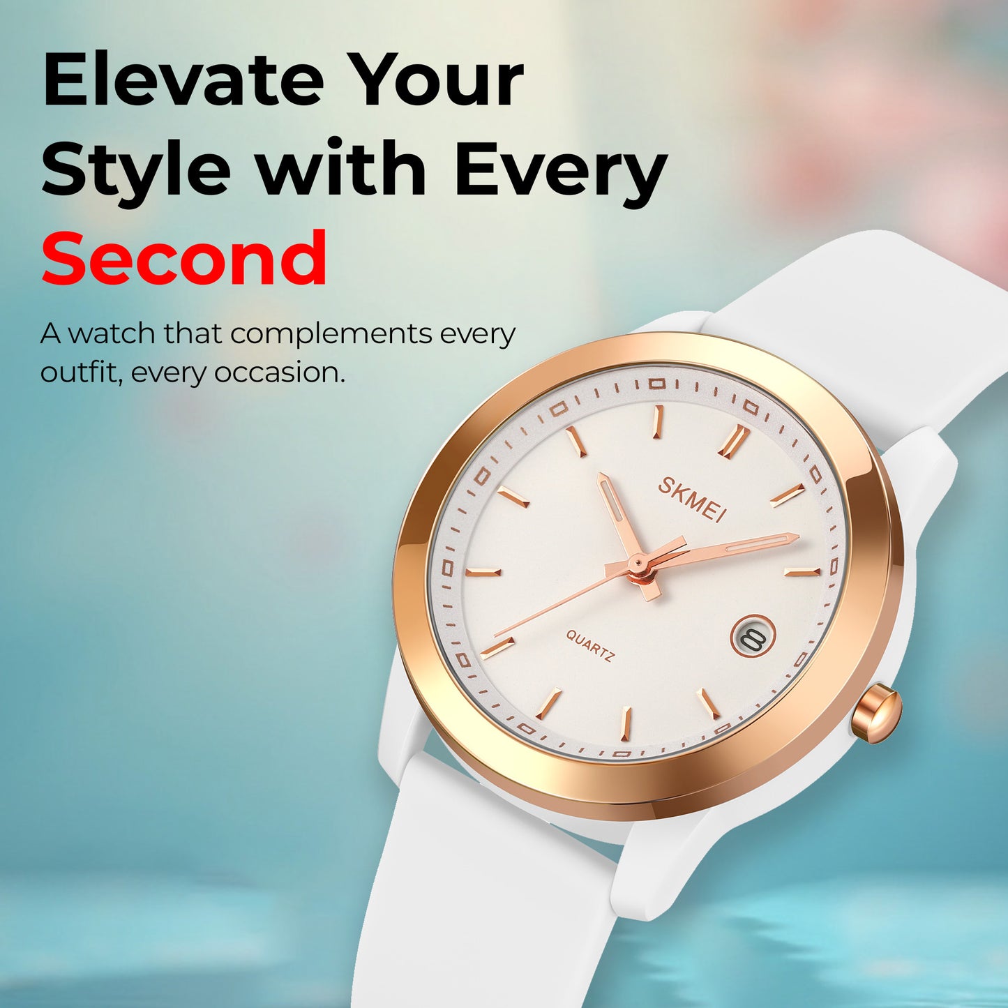 Skmei Quartz Analog Dial Silica Gel Strap Watch for Women - 2319