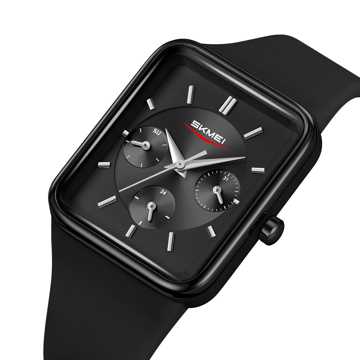 Skmei Analog Rectangle Black Dial ABS Case Silica Strap Watch for Women - 2323