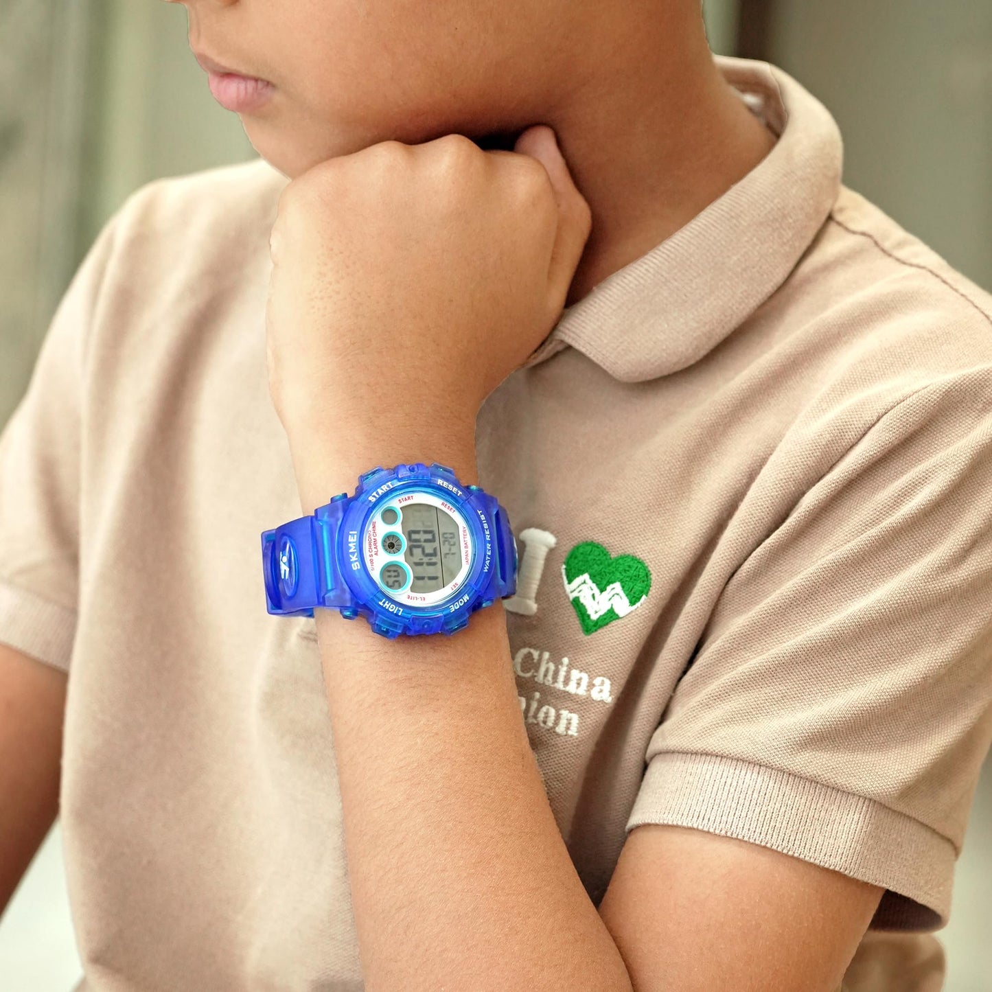 Kids Sports Multi Function Digital Watch, Multicolor Dial Sky ABS Case Kid's Watch, PU Rubber Strap Band, Waterproof LED Light Children Wristwatch