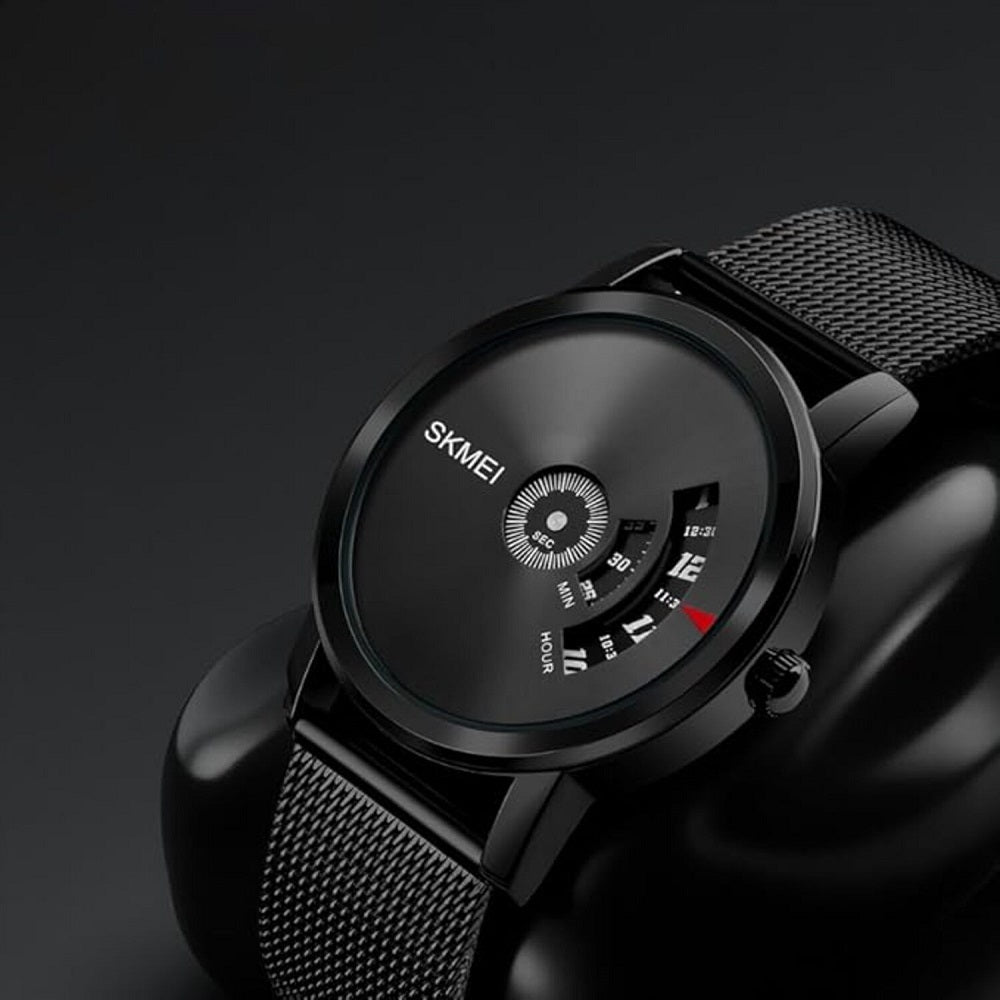 Minimalist Analog Wrist Watch with Mesh Strap and Modern Dial Design For Men