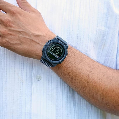 Solar Powered Digital Sports Watch with Silicone Strap for men