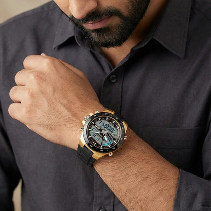 Premium Analog Digital Sports Watch for Men with Dual Display, Stylish Waterproof Wrist Watch for Casual Outdoor and Daily Wear