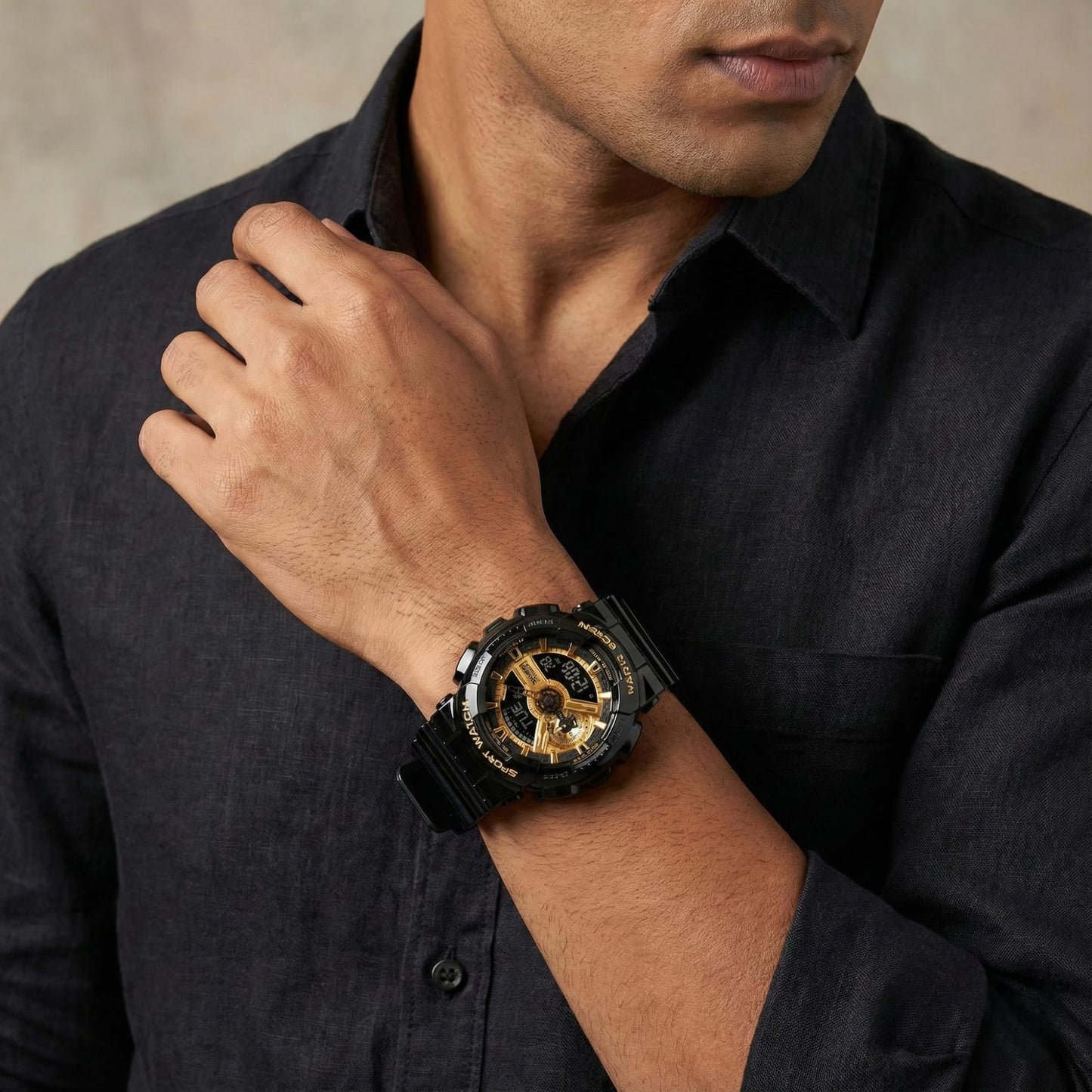 Premium Analog Digital Sports Watch for Men with Round Dial Alarm LED Display and Durable Strap