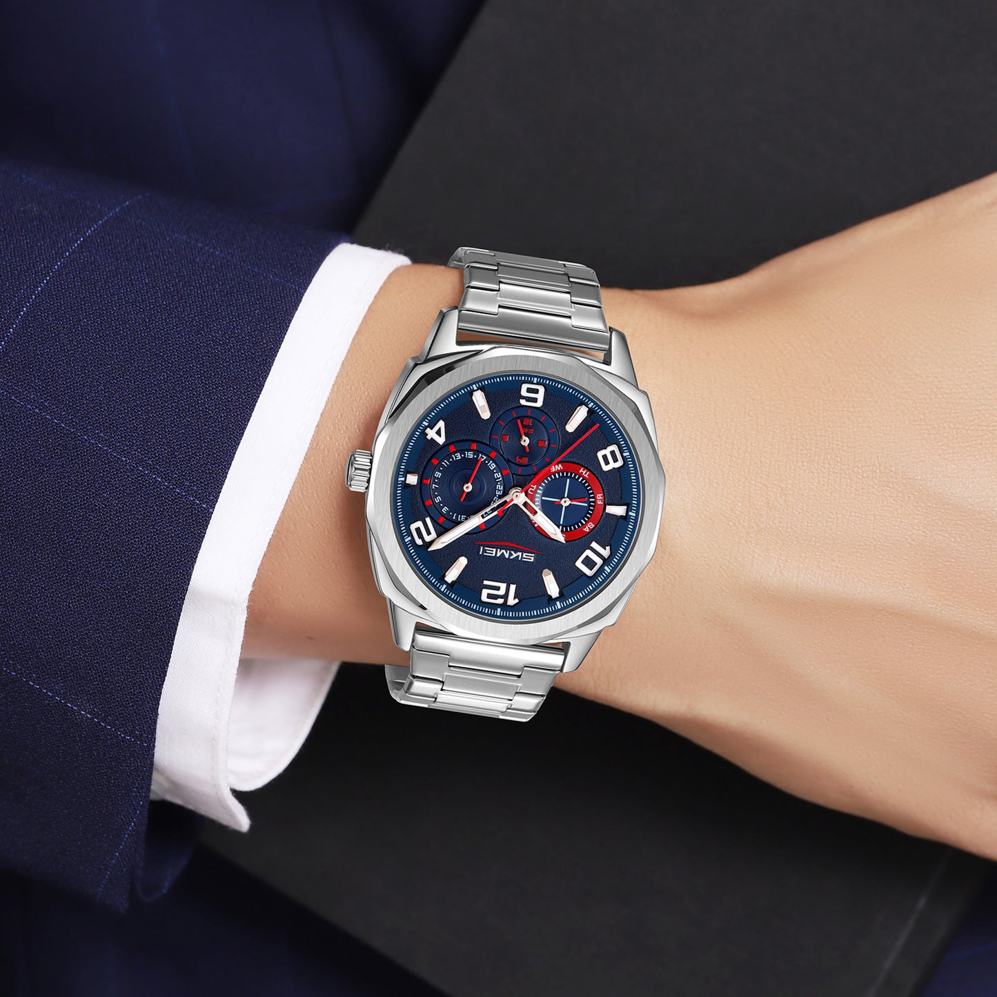 Skmei Quartz Analog Dial Stainless Steel Strap Watch for Men - 9350