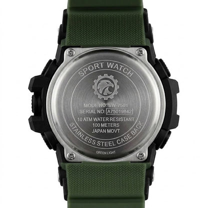 Rugged Digital Sports Watch for Men with Dual Time Display, Alarm, LED Light and Outdoor Style Strap
