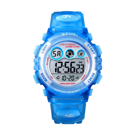 Kids Sports Multi Function Digital Watch, Multicolor Dial Sky ABS Case Kid's Watch, PU Rubber Strap Band, Waterproof LED Light Children Wristwatch
