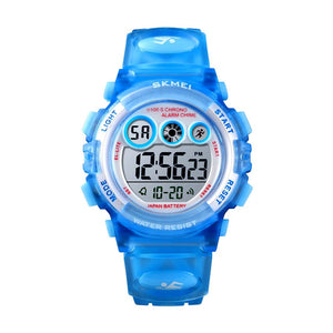 Kids Sports Multi Function Digital Watch, Multicolor Dial Sky ABS Case Kid's Watch, PU Rubber Strap Band, Waterproof LED Light Children Wristwatch
