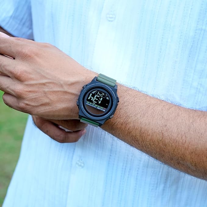 Solar Powered Digital Sports Watch with Silicone Strap for men