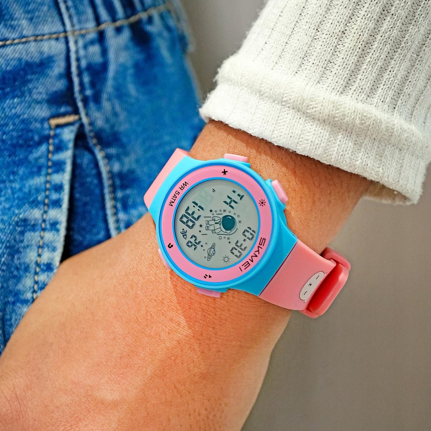 Kids Digital Watch with Cartoon Space Design and Soft Comfortable Strap for Daily Wear