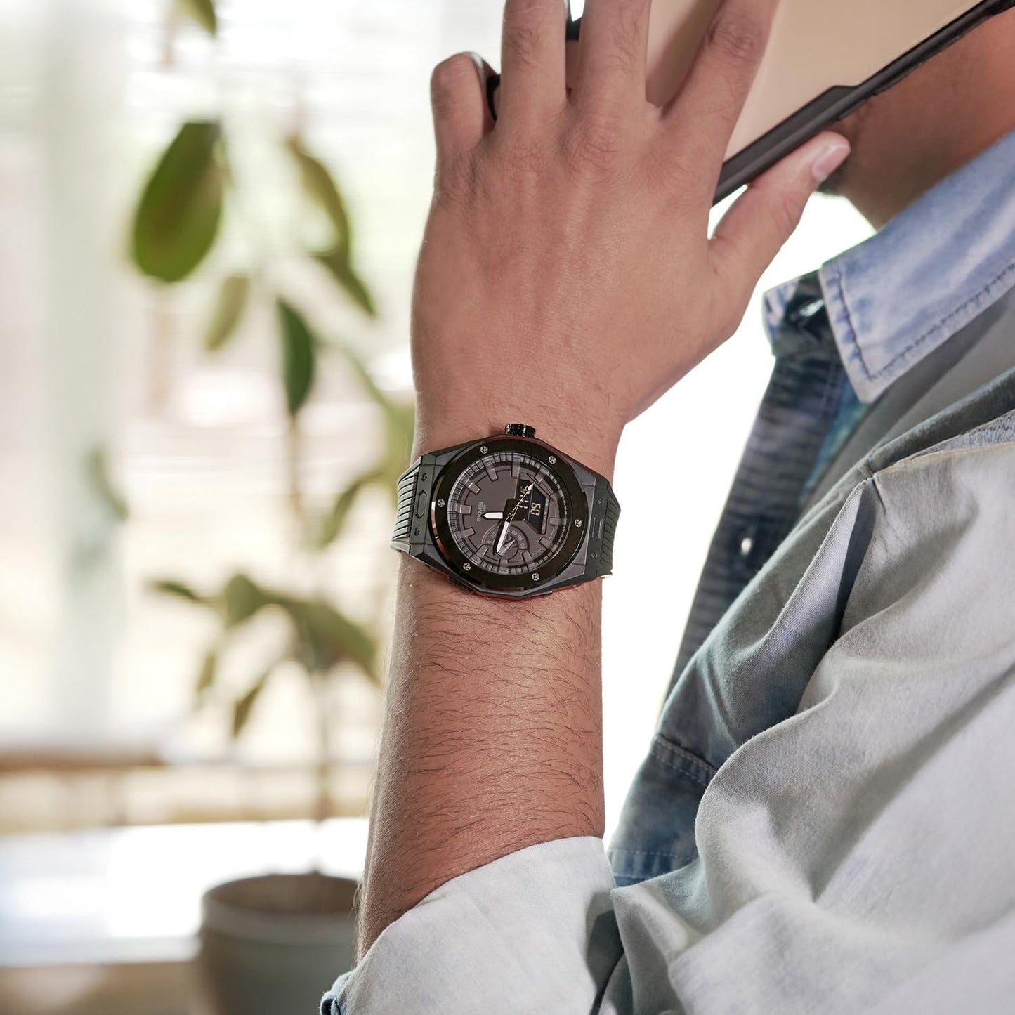 Men's Analog-Digital Sports Watch with Silicone Strap