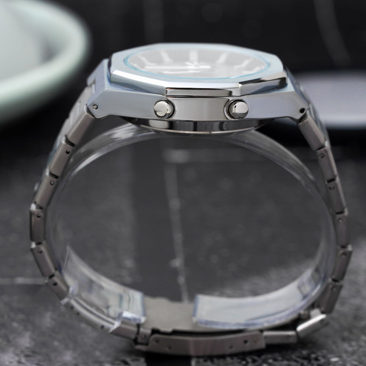 Analog-Digital Watch for Men with Silver Metal Strap and Round Dial for Casual & Formal Wear