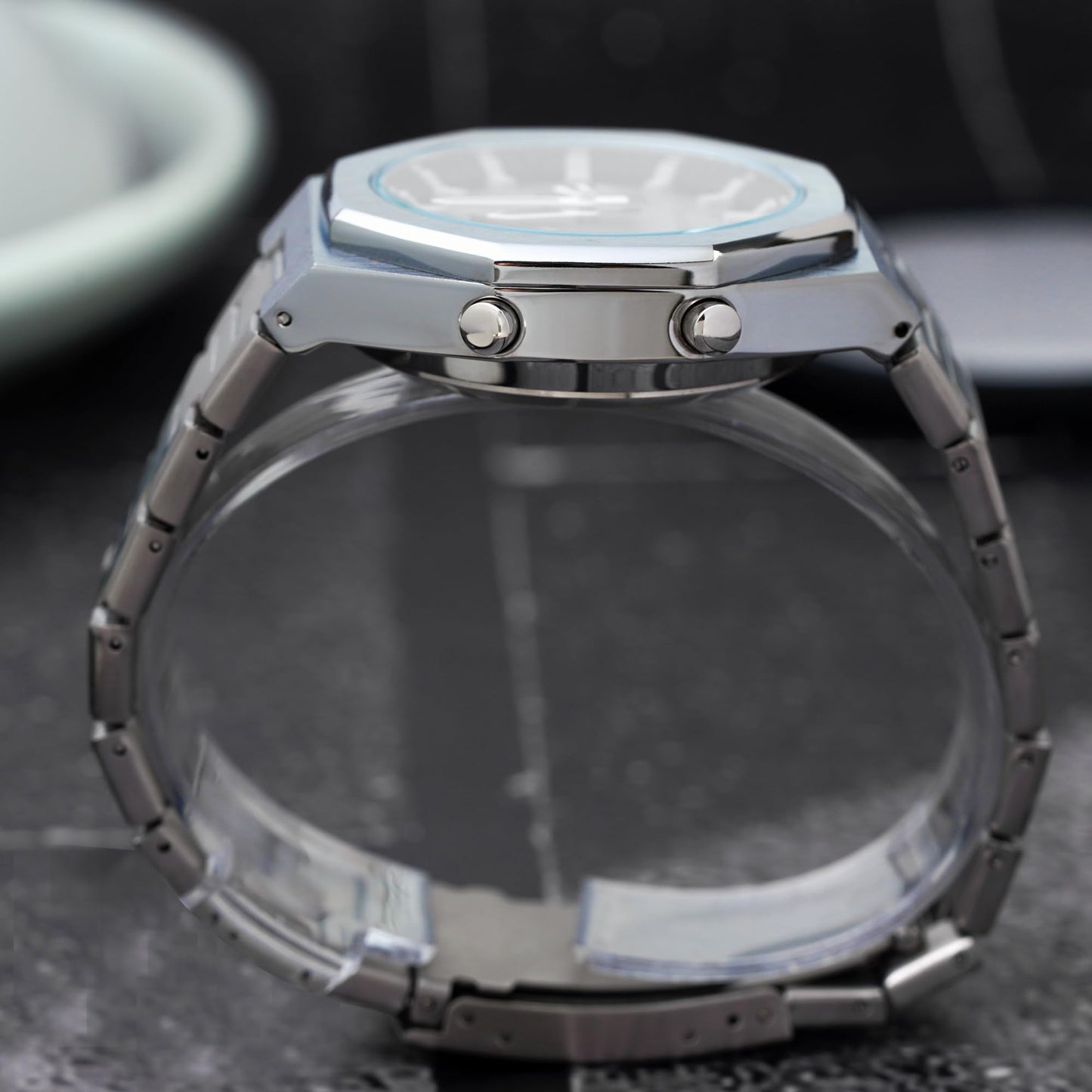 Analog-Digital Watch for Men with Silver Metal Strap and Round Dial for Casual & Formal Wear