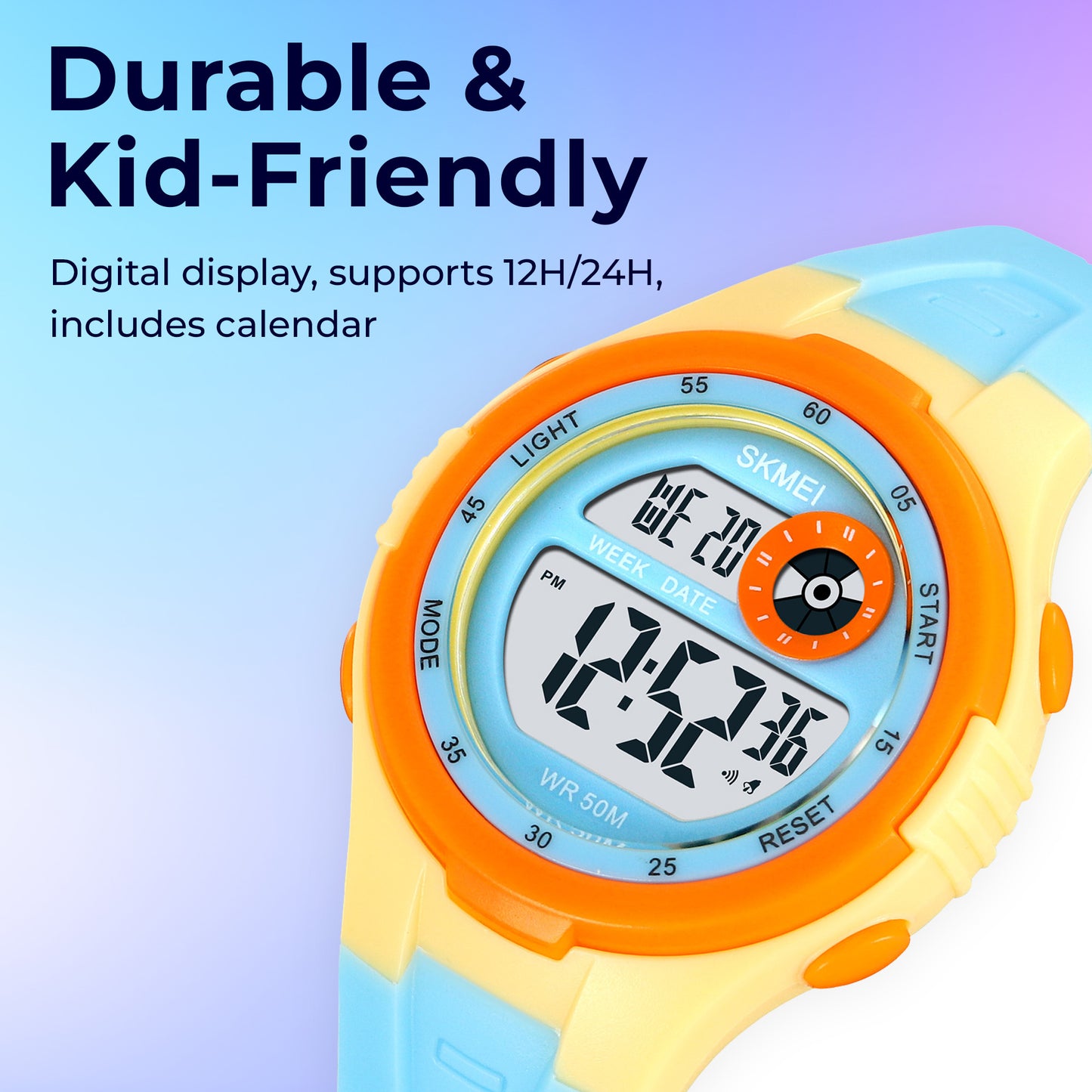 Skmei Digital Dial ABS Black Case Rubber Strap Watch for Kids - 2280