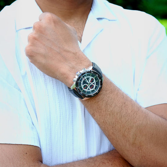 Analog Watch for Men with Black Leather Strap and Round Dial for Casual & Formal Wear