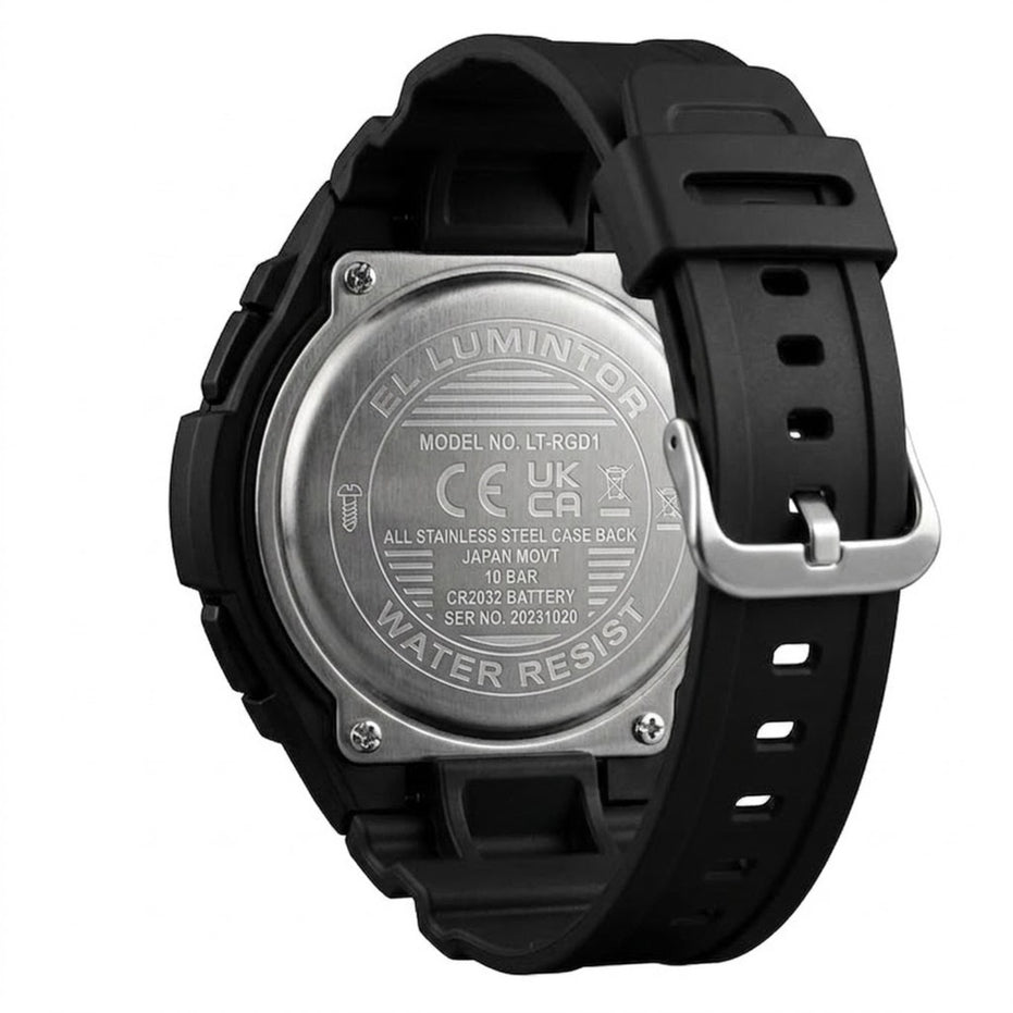 Digital Watch for Men with Black Polyurethane Strap and Round Dial for Casual & Formal Wear