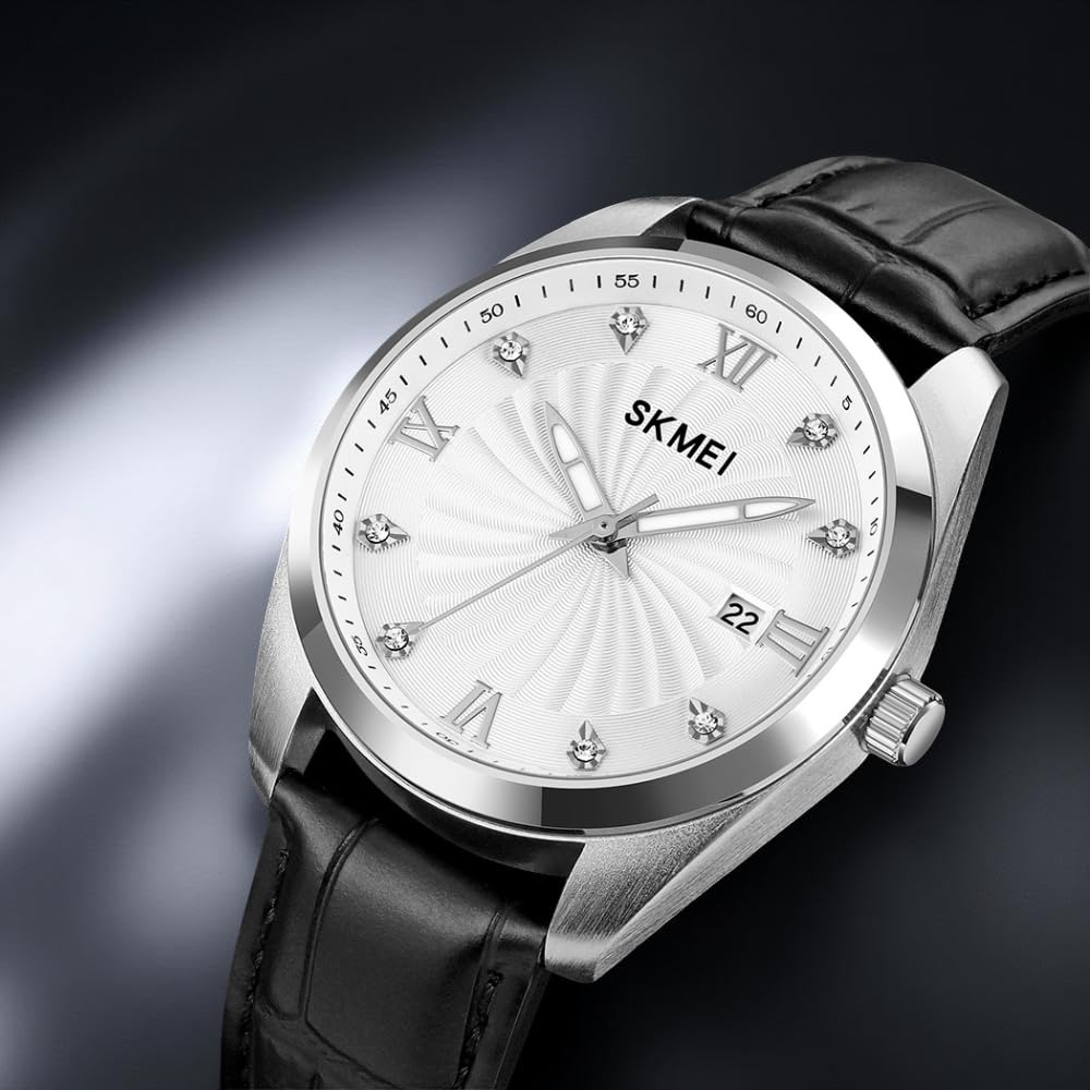 Premium Men's Analog Dress Watch Textured Dial & Embossed Leather Strap