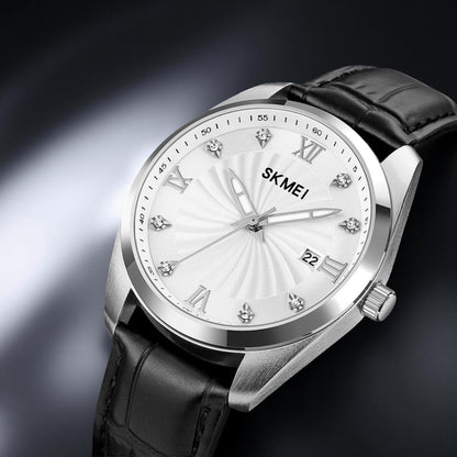 Premium Men's Analog Dress Watch Textured Dial & Embossed Leather Strap