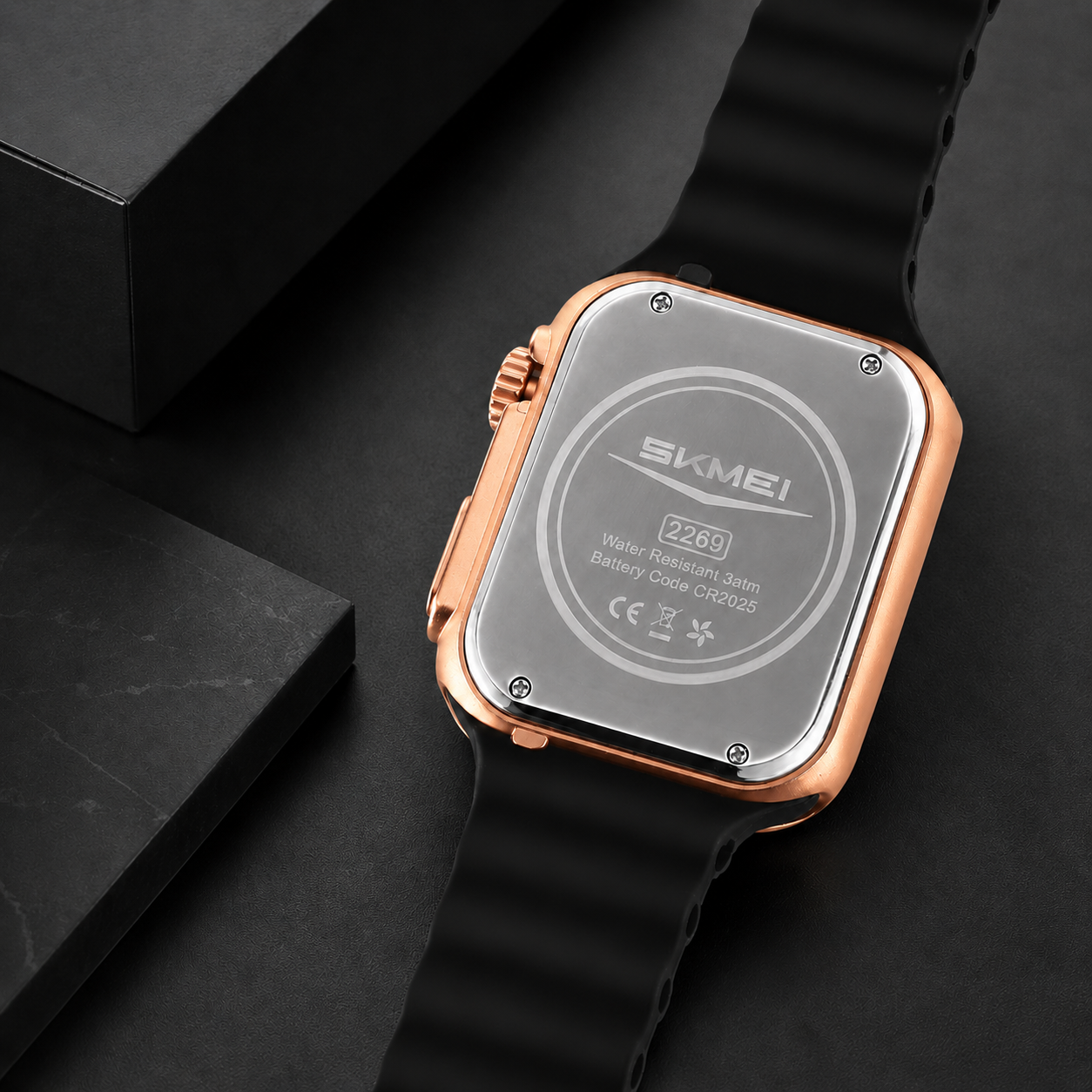 Square Digital Wrist Watch with Silicone Strap for men