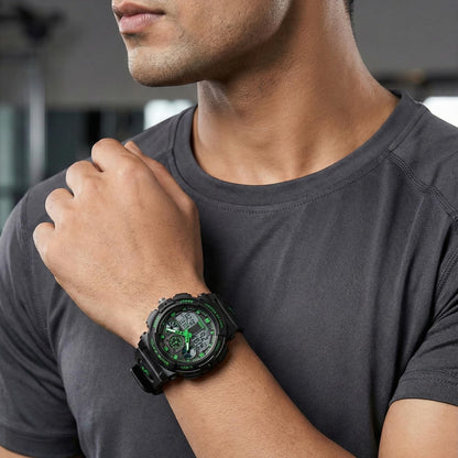 Premium Analog Digital Sports Watch for Men with Dual Display Alarm LED Light and Durable Strap