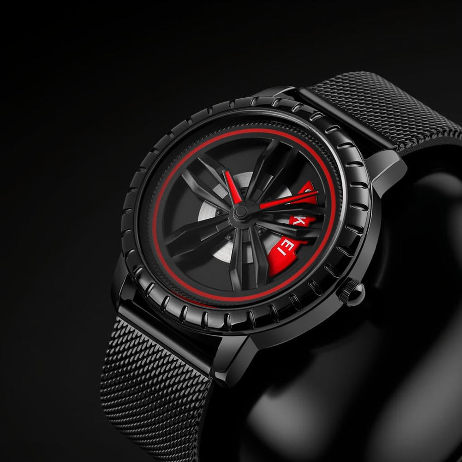 Rolling Watch for Men with Black Metal Strap and Round Dial for Casual & Formal Wear
