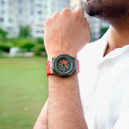 Spinning Wheel Skeleton Dial Luxury Analog Watch