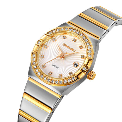 Skmei Analog Black Dial Zinc Alloy Case Stainless Steel Strap Watch for Women - 2342