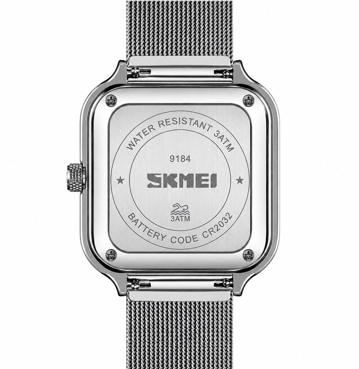Skeleton Automatic Mechanical Watch for Men with Square Dial and Mesh Strap