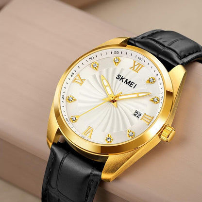 Premium Men's Analog Dress Watch Textured Dial & Embossed Leather Strap