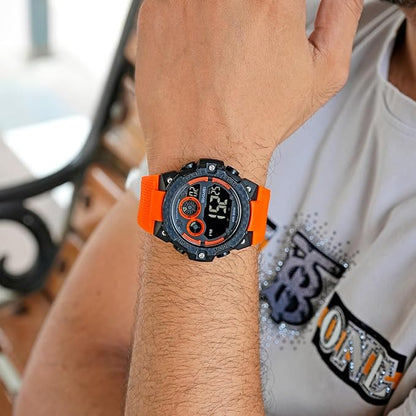 Rugged Digital Sports Watch with Textured Strap for men