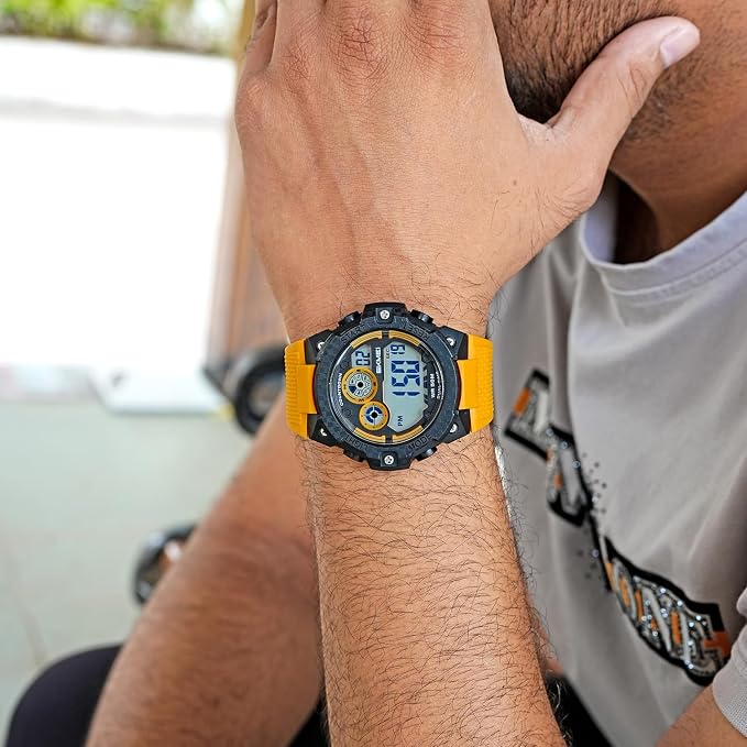 Rugged Digital Sports Watch with Textured Strap for men