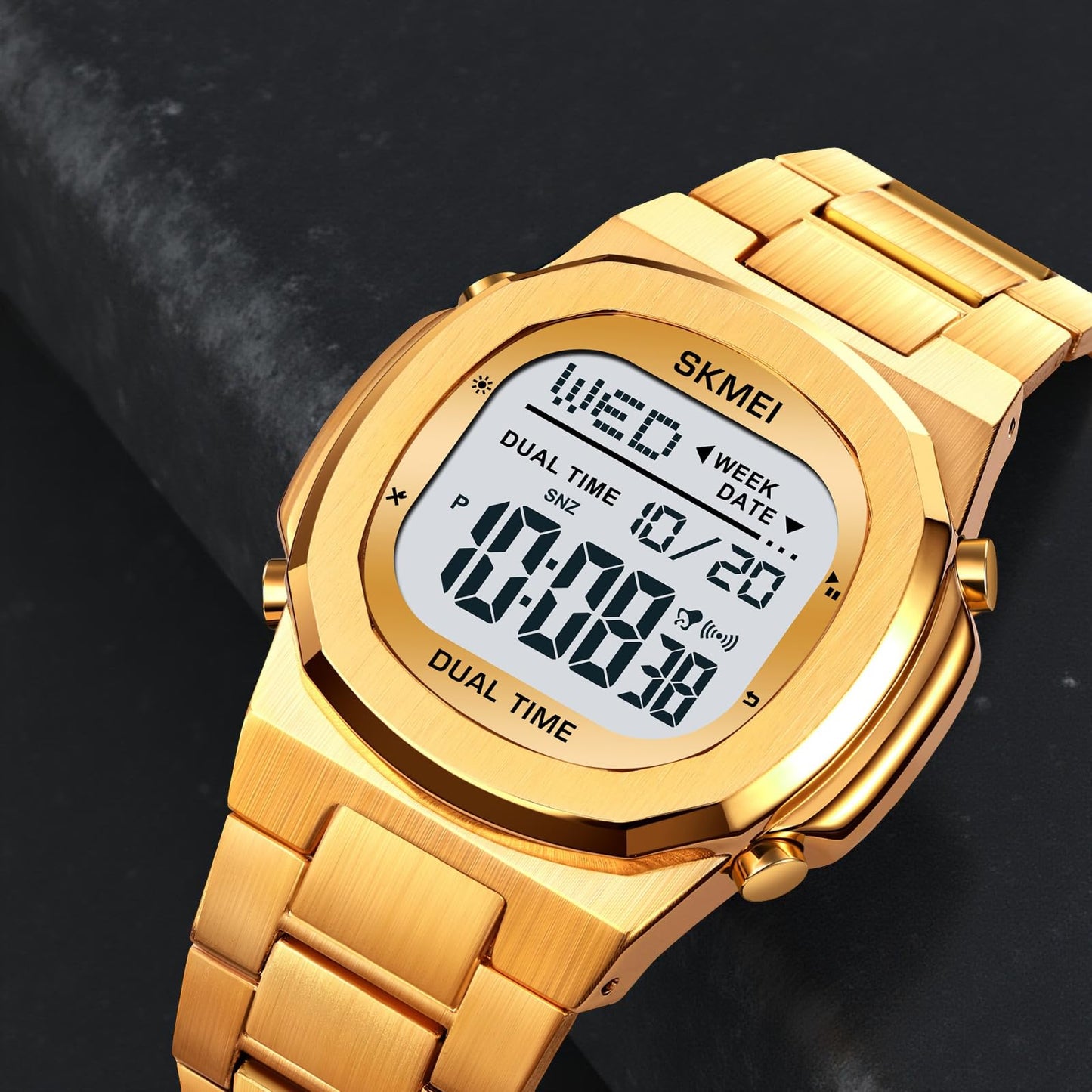 Premium Digital Sports Watch for Men with Stainless Steel Strap, Waterproof Style Wrist Watch for Casual Outdoor and Daily Wear