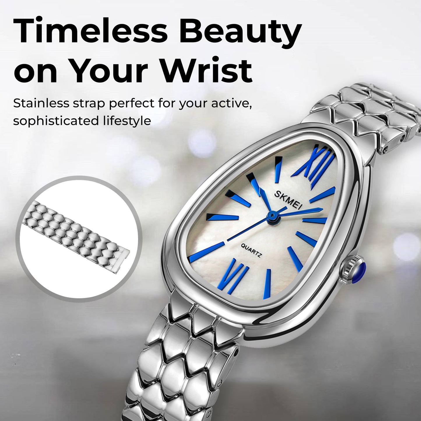 Skmei Quartz Analog Dial Stainless Steel Strap Watch for Women - 2332