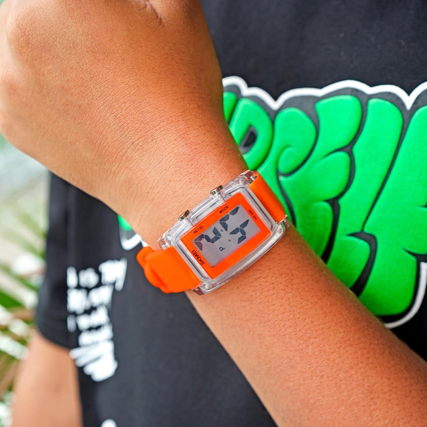 Digital Watch for Men LED Display, Rectangle Dial, Waterproof Sports Watch with Silicone Strap