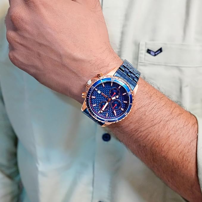 Men’s Analog Chronograph Watch with Date Display, Stainless Steel Strap, White Dial – Luxury Casual & Formal Wear