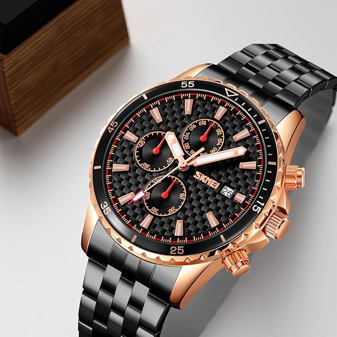 Men’s Analog Chronograph Watch with Date Display, Stainless Steel Strap, White Dial – Luxury Casual & Formal Wear
