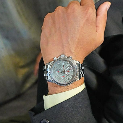 Men’s Analog Chronograph Watch with Date Display, Stainless Steel Strap, White Dial – Luxury Casual & Formal Wear