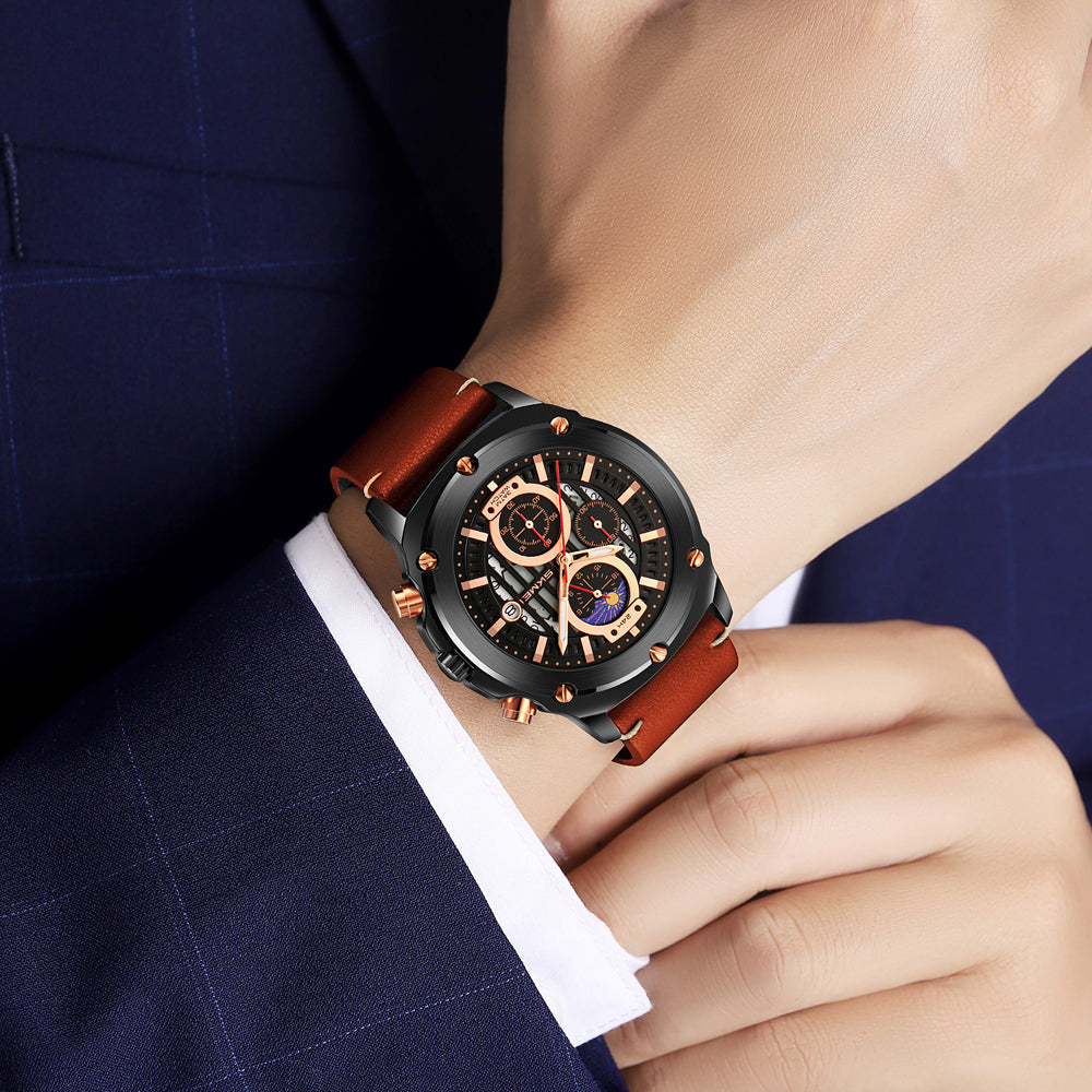 Skmei Quartz Analog Dial Leather Strap Watch for Men - 9351