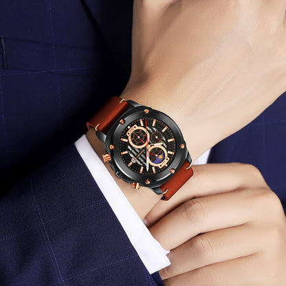 Skmei Quartz Analog Dial Leather Strap Watch for Men - 9351