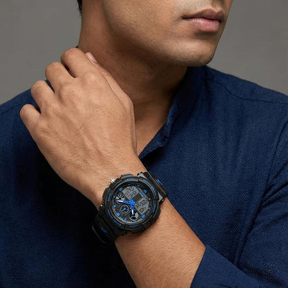 Premium Analog Digital Sports Watch for Men with Dual Display Alarm LED Light and Durable Strap