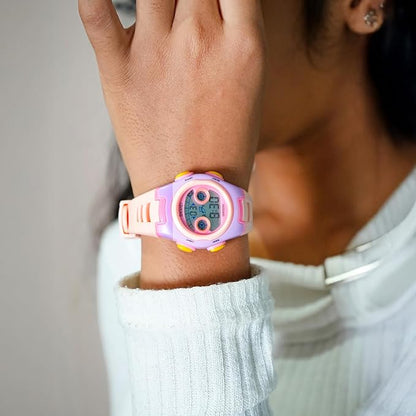 Digital Kids Watch LED Display, Round Dial, Waterproof Sports Watch with Alarm, Date & Comfortable Strap