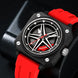 Rolling Watch for Men with Red Silicone Strap and Round Dial for Casual & Formal Wear