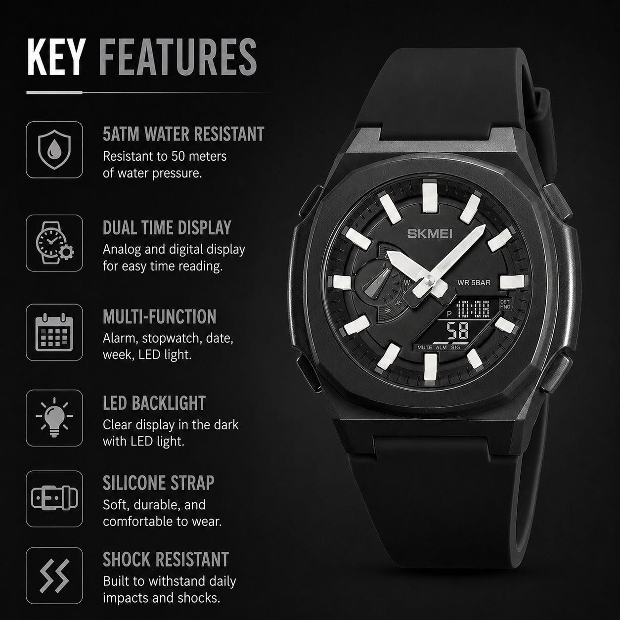 Luxury Analog Digital Sports Wrist Watch for Men